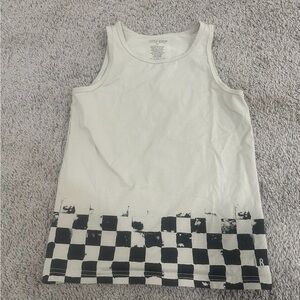 Little Bipsy Checkered Tank Top - Tan and Black